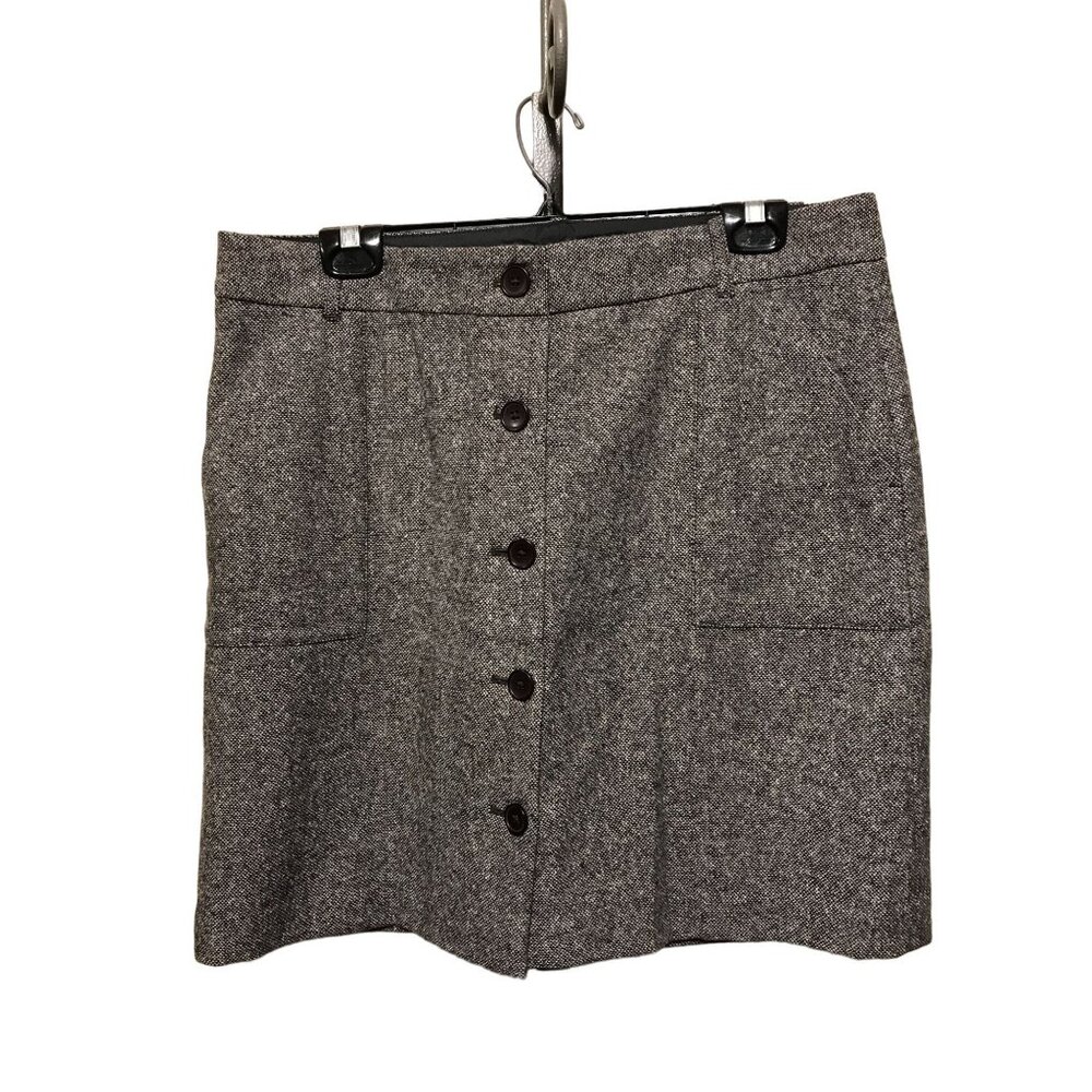 Eddie Bauer Gray White Wool Blend Button‎ front Skirt